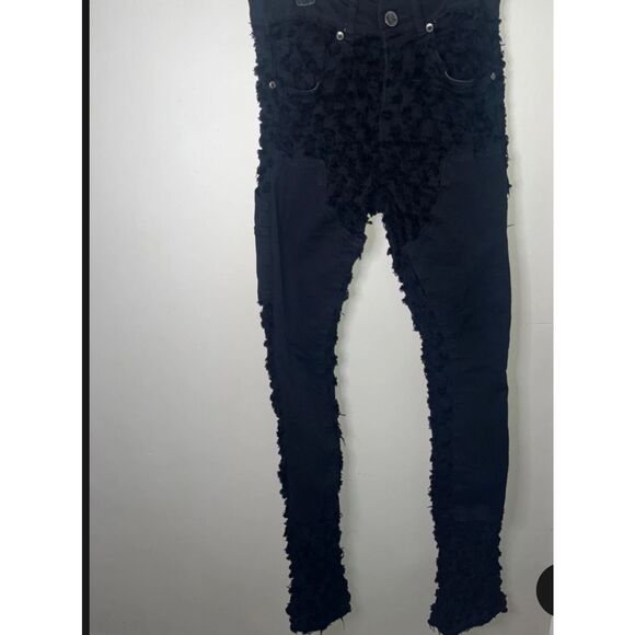 Focus Black Stacked Skinny Flare Double stacked 30 x 38 Jeans - Picture 3 of 10